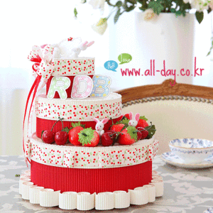 딸기농장 토끼커플 골판지케익(케이크선물상자)